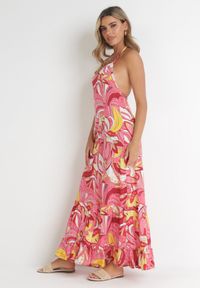 Born2be - Różowa Sukienka Hyriope. Kolor: różowy. Materiał: wiskoza. Długość rękawa: bez rękawów. Wzór: nadruk. Sezon: lato. Długość: maxi #2