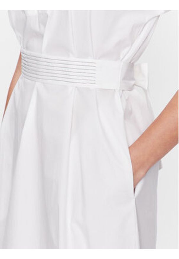 PESERICO - Peserico Sukienka codzienna S02893A Biały Regular Fit. Okazja: na co dzień. Kolor: biały. Materiał: bawełna. Typ sukienki: proste. Styl: casual