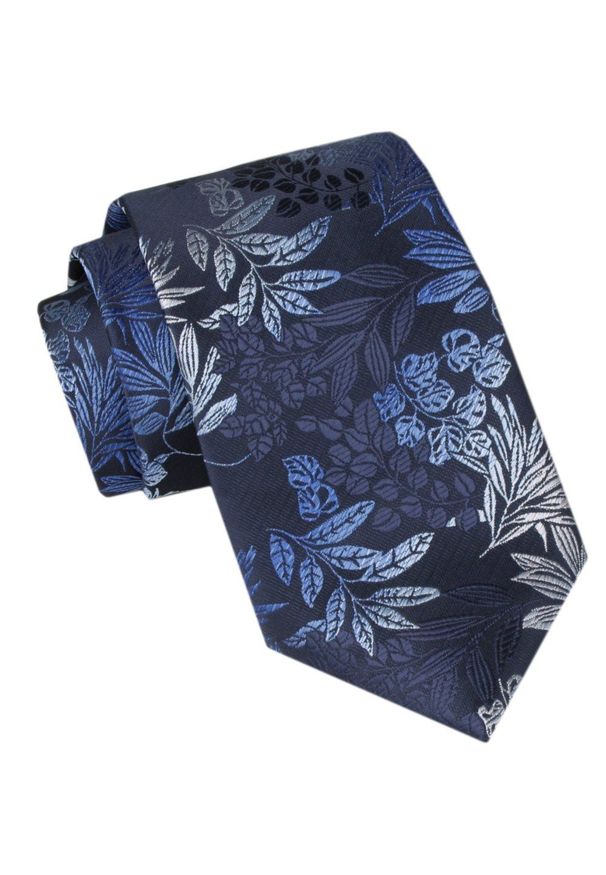Męski Krawat - Alties - Kwiaty w Odcieniach Niebieskiego. Kolor: niebieski. Materiał: tkanina. Wzór: kwiaty. Styl: elegancki, wizytowy