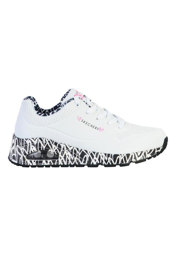 skechers - Buty do chodzenia damskie Skechers Uno. Zapięcie: sznurówki. Kolor: biały, wielokolorowy, czarny. Materiał: materiał, syntetyk. Szerokość cholewki: normalna. Sport: turystyka piesza