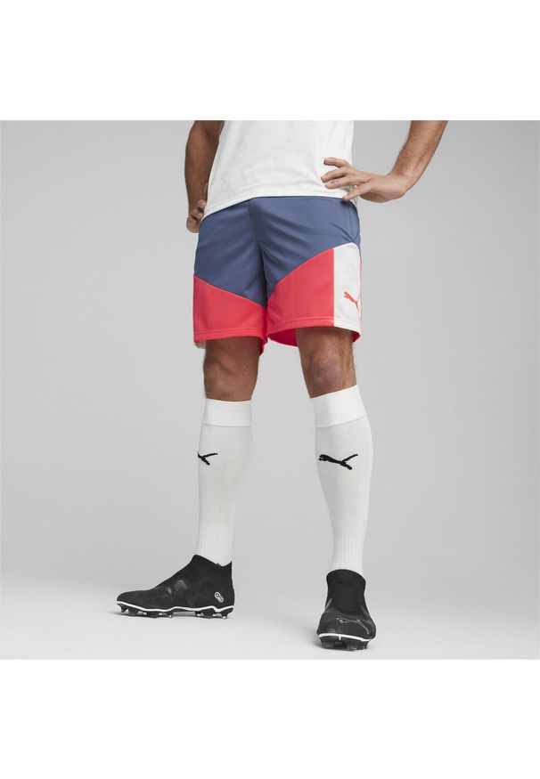 Spodenki Puma Individualcup Shorts, Mężczyźni. Kolor: niebieski, wielokolorowy. Materiał: materiał, poliester. Sport: piłka nożna