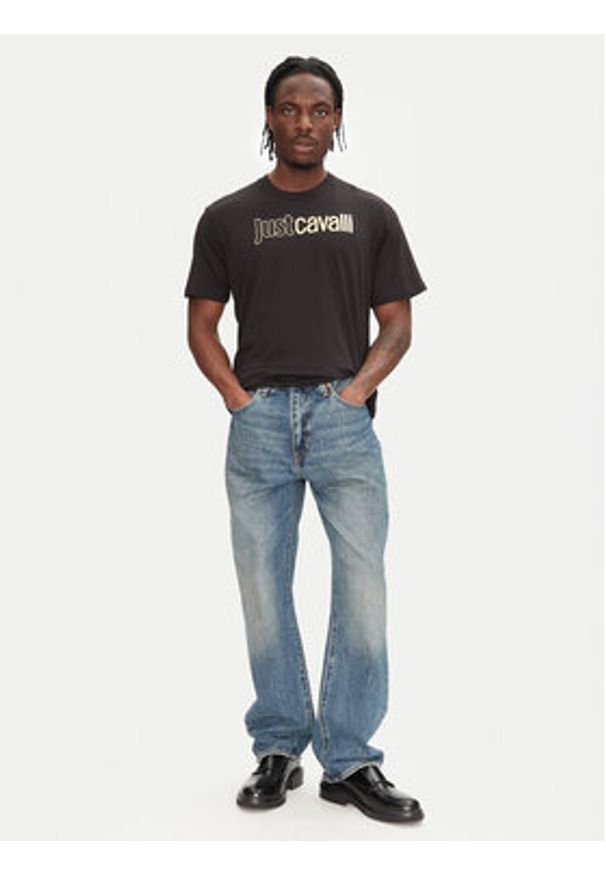 Just Cavalli T-Shirt 78OAHT16 Czarny Regular Fit. Kolor: czarny. Materiał: bawełna