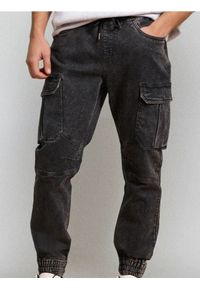 Sinsay - Jeansy regular jogger cargo - szary. Kolor: szary