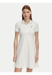 Lacoste Sukienka codzienna EF5288 Biały Regular Fit. Okazja: na co dzień. Kolor: biały. Materiał: bawełna. Typ sukienki: proste. Styl: casual #1