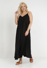 Born2be - Czarna Sukienka z Wiskozy Galope. Kolor: czarny. Materiał: wiskoza. Długość rękawa: na ramiączkach. Wzór: gładki, jednolity. Sezon: lato. Długość: maxi #3
