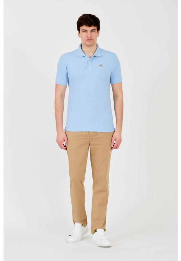 La Martina - LA MARTINA Błękitne męskie polo z małym logo, Rozmiar L. Typ kołnierza: polo. Kolor: niebieski