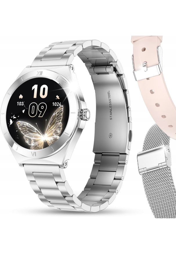 JG Smart - SMARTWATCH ZEGAREK DAMSKI ROZMOWY MENU PL WODOODPORNY AMOLED ZDROWIE 3paski. Rodzaj zegarka: smartwatch