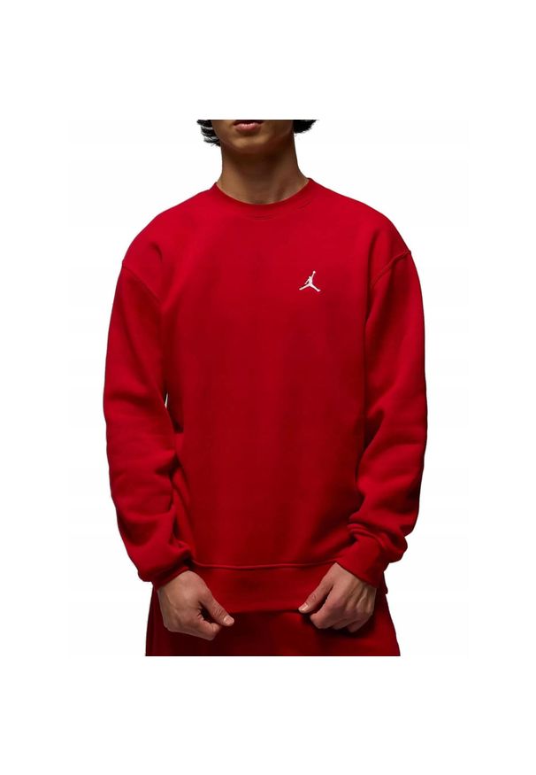 Nike - Bluza na co dzień męska NIKE JORDAN BROOKLYM FLEECE ocieplana bez kaptura. Typ kołnierza: bez kaptura. Kolor: czerwony