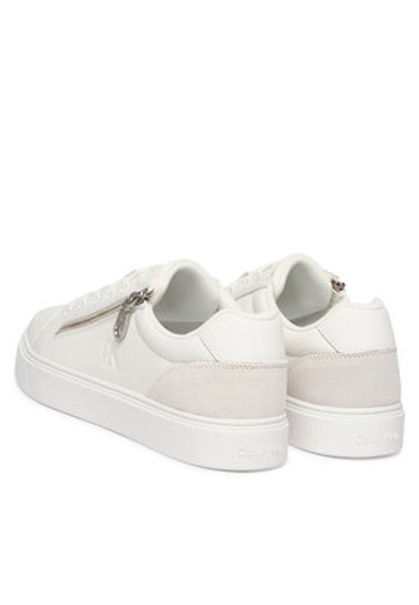 Calvin Klein Sneakersy Classic Cup Laceup Zip Lth YM0YM01437 Biały. Kolor: biały. Materiał: skóra