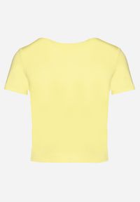 Born2be - Żółty T-shirt Krótki z Wiskozą Eframera. Okazja: na co dzień. Kolor: żółty. Materiał: wiskoza. Długość: krótkie. Styl: klasyczny, elegancki, casual