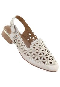 Sandały damskie na niskim obcasie ażurowe złote Jezzi ASA222-16. Kolor: złoty. Materiał: skóra ekologiczna. Wzór: ażurowy. Obcas: na obcasie. Wysokość obcasa: niski #1