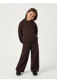 Sinsay - Spodnie dresowe wide leg - brązowy. Kolor: brązowy. Materiał: dresówka