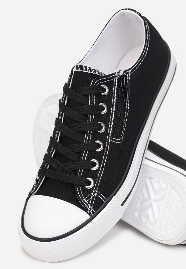 Born2be - Czarne Trampki Melitea. Wysokość cholewki: przed kostkę. Zapięcie: zamek. Kolor: czarny. Materiał: jeans, materiał, guma. Szerokość cholewki: normalna. Styl: klasyczny