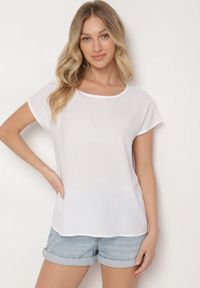 Born2be - Biała Bluzka z Wiskozy o Kroju Oversize Liruvia. Okazja: na co dzień. Kolor: biały. Materiał: wiskoza. Styl: casual #6