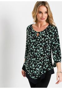 bonprix - Tunika koszulowa. Typ kołnierza: dekolt w serek. Kolor: zielony. Styl: klasyczny #1