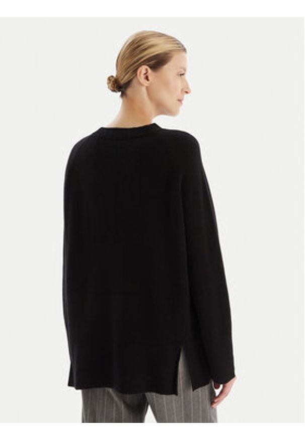 KAOS Sweter RI1KT003 Czarny Regular Fit. Kolor: czarny. Materiał: wełna