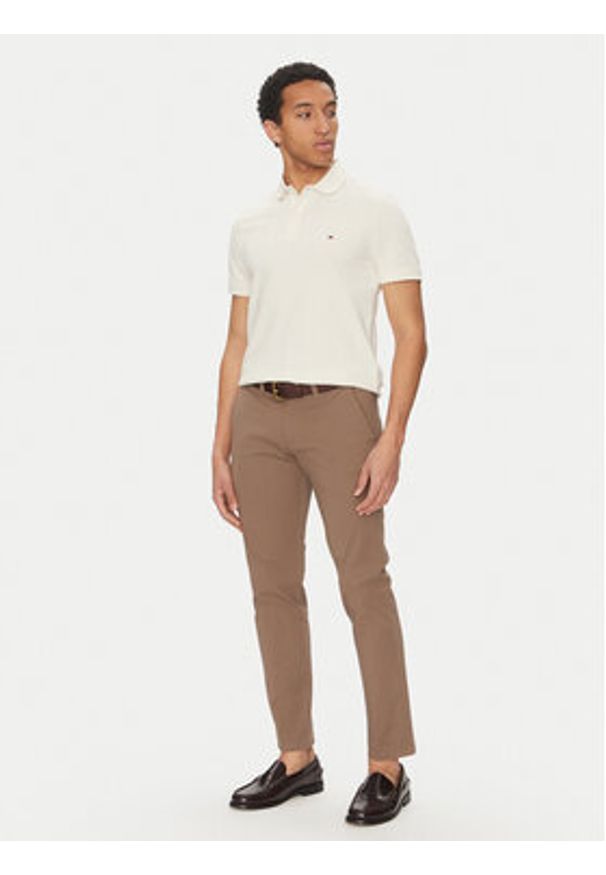 TOMMY HILFIGER - Tommy Hilfiger Polo Vertical MW0MW38951 Żółty Regular Fit. Typ kołnierza: polo. Kolor: żółty. Materiał: bawełna