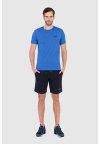 EA7 Emporio Armani - EA7 Niebieski t-shirt męski z czarnym logo, Rozmiar S. Kolor: niebieski