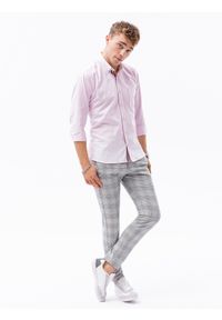 Ombre Clothing - Koszula męska z długim rękawem SLIM FIT - różowa K643 - XXL. Okazja: do pracy, na spotkanie biznesowe, na co dzień. Kolor: różowy. Materiał: materiał, bawełna. Długość rękawa: długi rękaw. Długość: długie. Styl: casual, biznesowy #5