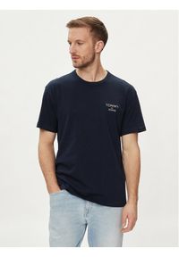 Tommy Jeans T-Shirt DM0DM18872 Granatowy Regular Fit. Kolor: niebieski. Materiał: bawełna