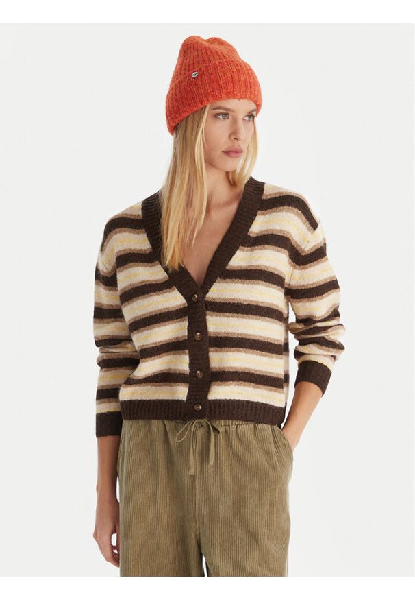 Quiksilver Kardigan Bukit EQWSW03030 Brązowy Regular Fit. Kolor: brązowy. Materiał: syntetyk