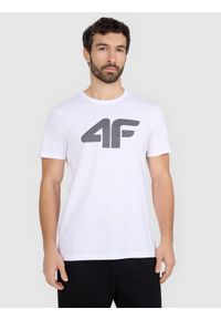 4f - 4F T-shirt regular z nadrukiem męski - biały 3XL. Okazja: na co dzień. Kolor: biały. Materiał: bawełna, dzianina, jersey. Długość rękawa: krótki rękaw. Długość: krótkie. Wzór: nadruk. Styl: klasyczny, casual, sportowy #1