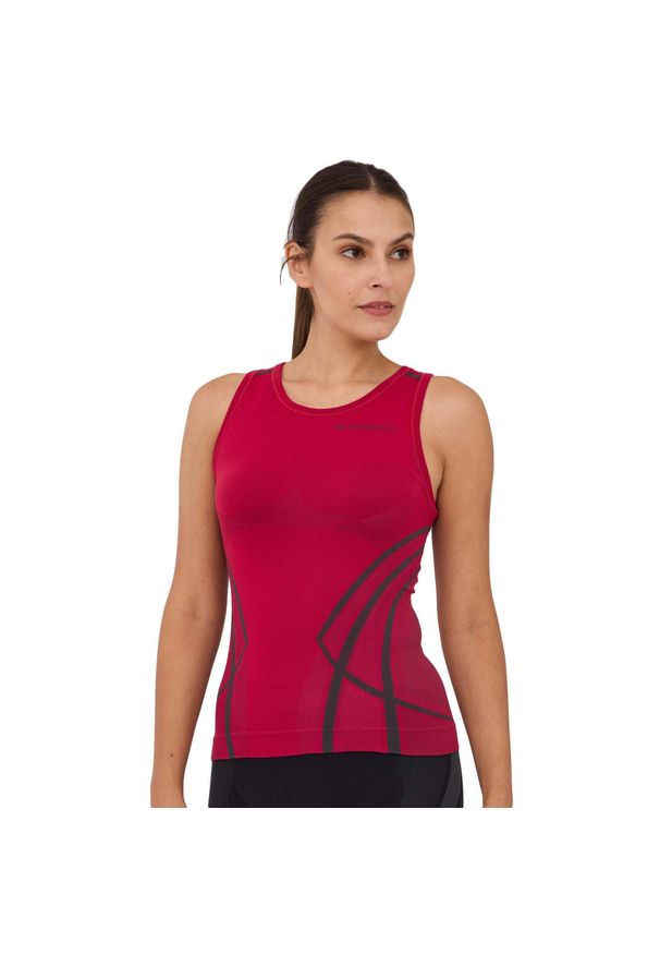Bezrękawnik damski z wąskim ramiączkiem Brubeck FITNESS. Kolor: czerwony. Materiał: poliamid, elastan. Długość rękawa: na ramiączkach. Sport: fitness