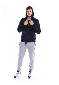 LEONE 1947 APPAREL - Męska, miękka bluza z kapturem i zamkiem błyskawicznym z ikoną lwa. Typ kołnierza: kaptur. Kolor: czarny. Materiał: tkanina. Sport: fitness