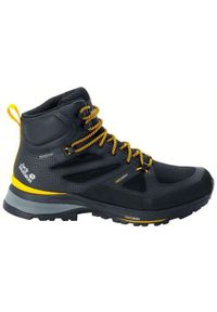 Buty trekkingowe męskie Jack Wolfskin Force Striker Texapore Mid. Wysokość cholewki: za kostkę. Zapięcie: sznurówki. Kolor: czarny. Materiał: guma, materiał, tkanina, syntetyk. Szerokość cholewki: normalna