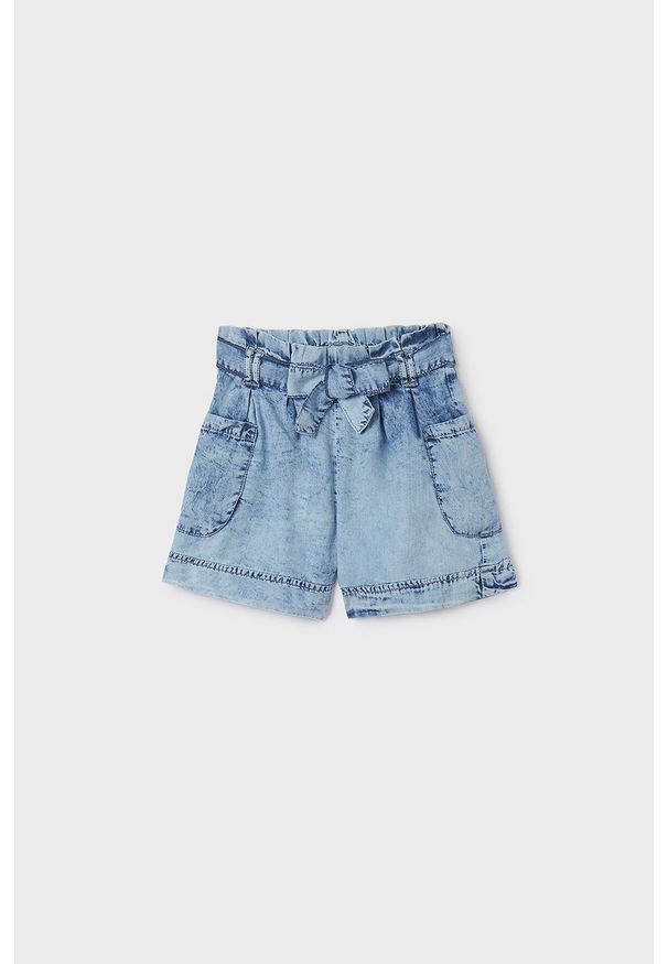 Mayoral szorty jeansowe dziecięce gładkie. Stan: podwyższony. Kolor: niebieski. Materiał: jeans. Wzór: gładki