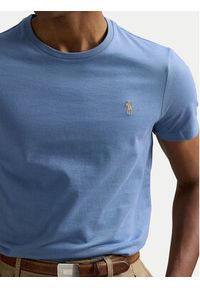 Polo Ralph Lauren T-Shirt 710671438430 Błękitny Custom Slim Fit. Typ kołnierza: polo. Kolor: niebieski. Materiał: bawełna #4