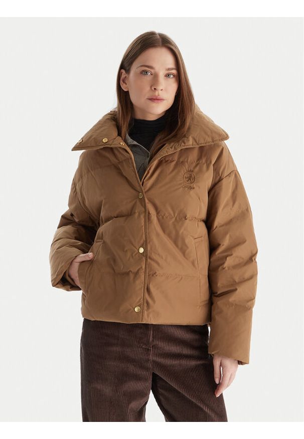 TOMMY HILFIGER - Tommy Hilfiger Kurtka puchowa WW0WW47294 Brązowy Relaxed Fit. Kolor: brązowy. Materiał: syntetyk