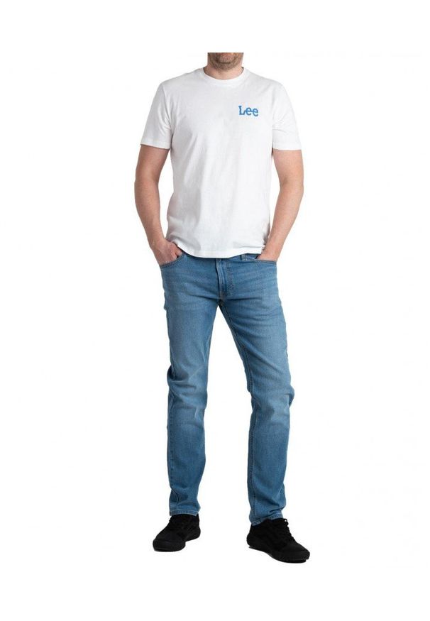 Lee - LEE MEDIUM WOBBLY TEE MĘSKI T-SHIRT KOSZULKA LOGO NADRUK BRIGHT WHITE LL04FQLJ 112331451. Wzór: nadruk
