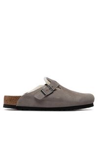 Birkenstock Kapcie Boston 1017650 Szary. Kolor: szary. Materiał: welur, skóra #4