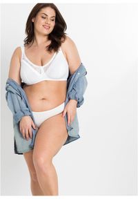 bonprix - Biustonosz bez fiszbinów z bawełną organiczną (2 szt.). Kolor: biały. Materiał: bawełna. Wzór: aplikacja #3