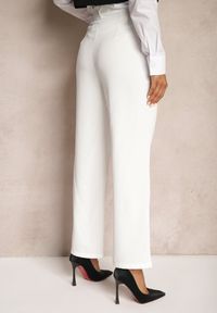 Renee - Białe Eleganckie Spodnie Cygaretki o Szerokich Nogawkach Vonlea. Okazja: do pracy, na spotkanie biznesowe. Kolor: biały. Styl: elegancki #3