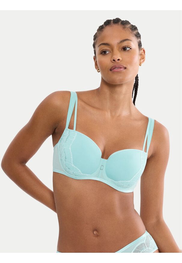 Triumph Biustonosz z fiszbiną Palina Moonlight Kiss 10224803 Turkusowy. Kolor: turkusowy. Materiał: syntetyk