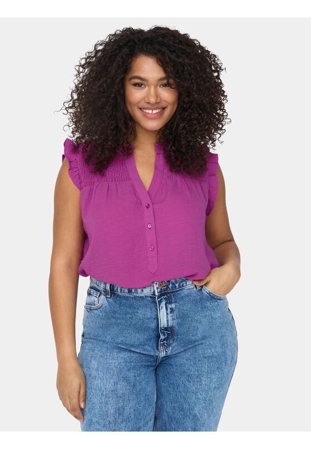 ONLY Carmakoma Top 15284993 Fioletowy Regular Fit. Kolor: fioletowy. Materiał: syntetyk