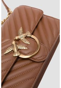 Pinko - PINKO Brązowa kopertówka damska Love One Mini DC. Kolor: brązowy. Styl: casual, elegancki, wizytowy #4