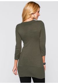 Długi sweter bonprix oliwkowy. Kolor: zielony. Długość: długie #4