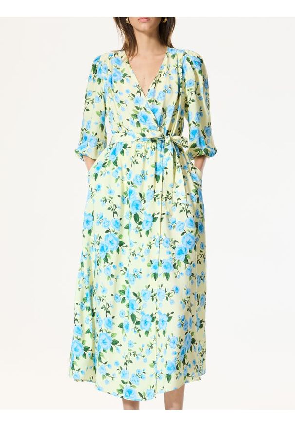 Reserved - Wzorzysta sukienka z wiskozy - złamana biel. Materiał: wiskoza