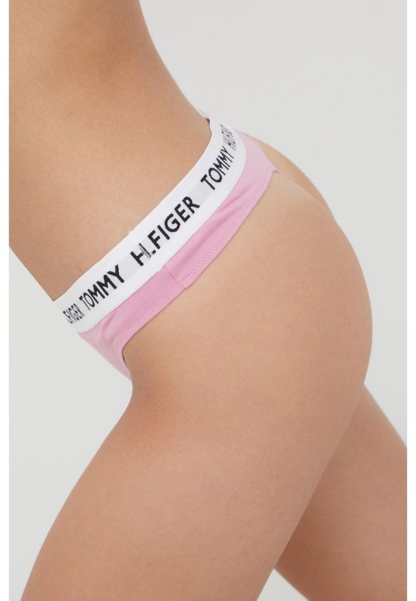 TOMMY HILFIGER - Tommy Hilfiger stringi kolor różowy. Kolor: różowy. Materiał: włókno, materiał