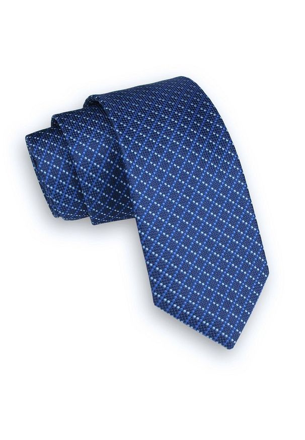 Alties - Niebieski Klasyczny Męski Krawat -ALTIES- 6cm, w Kratkę, Karo. Kolor: niebieski. Materiał: tkanina. Wzór: kratka. Styl: klasyczny