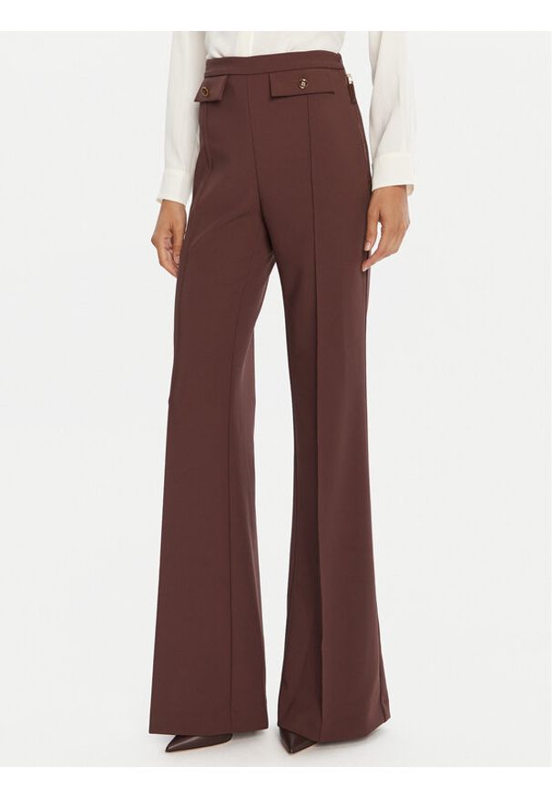 Elisabetta Franchi Spodnie materiałowe PA-121-56E2-V380 Brązowy Regular Fit. Kolor: brązowy. Materiał: syntetyk