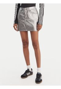 Adidas - adidas Spódnica mini 3-Stripes KD2899 Srebrny Regular Fit. Kolor: srebrny. Materiał: bawełna #1