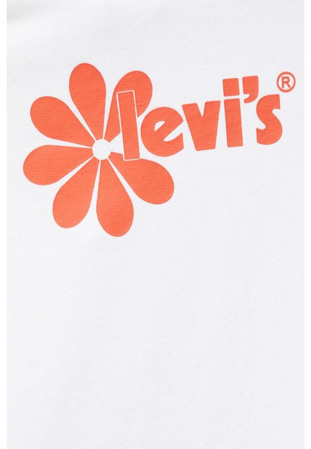 Levi's® - Levi's Bluza damska kolor biały z kapturem z nadrukiem. Okazja: na spotkanie biznesowe. Typ kołnierza: kaptur. Kolor: biały. Materiał: dzianina. Wzór: nadruk. Styl: biznesowy