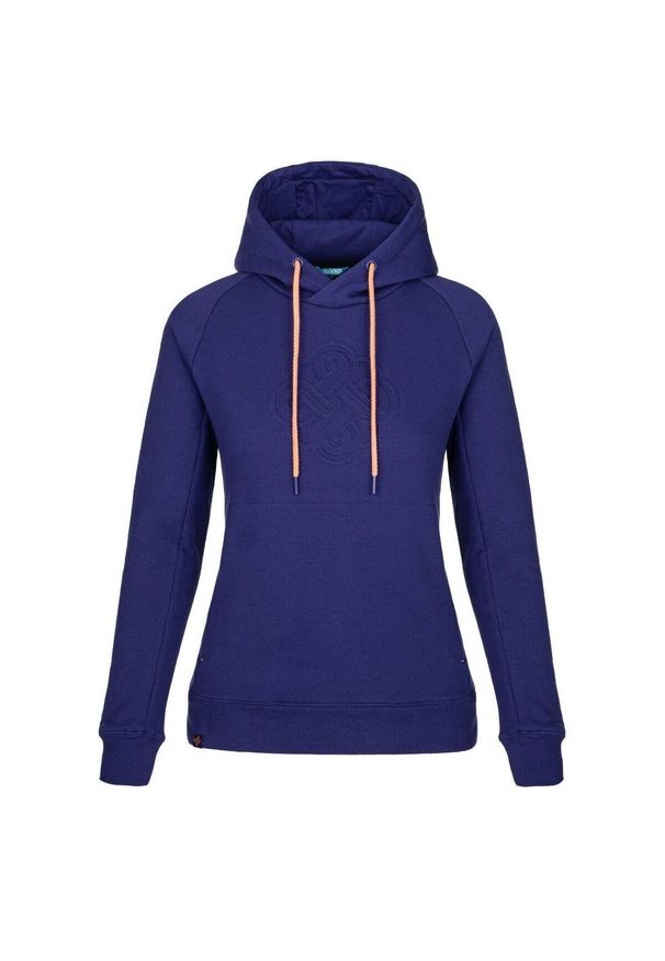 Damska bawełniana bluza z kapturem Kilpi Sohey. Typ kołnierza: kaptur. Kolor: niebieski. Materiał: bawełna