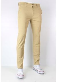 Wrangler - WRANGLER CHINO MĘSKIE SPODNIE MATERIAŁOWE SAND BEIGE W12CW358N. Materiał: materiał