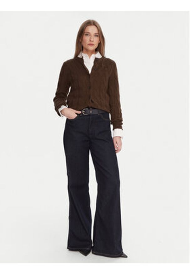 TOMMY HILFIGER - Tommy Hilfiger Kardigan WW0WW47463 Brązowy Regular Fit. Kolor: brązowy. Materiał: wełna