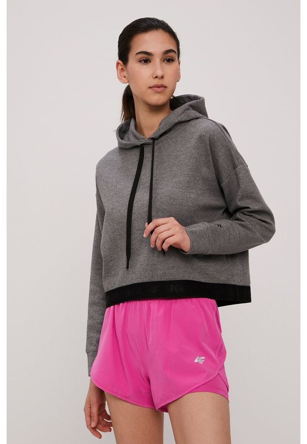 4f - 4F - Bluza. Okazja: na co dzień. Kolor: szary. Wzór: aplikacja. Styl: casual